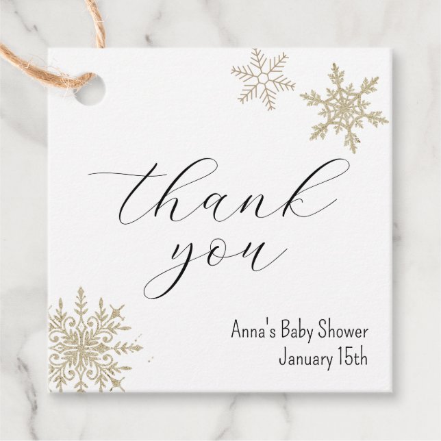 Étiquettes Cadeau Merci Snowflake (Devant)