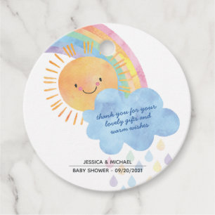 Étiquettes Cadeau Merci Sunshine Rainbow Baby shower