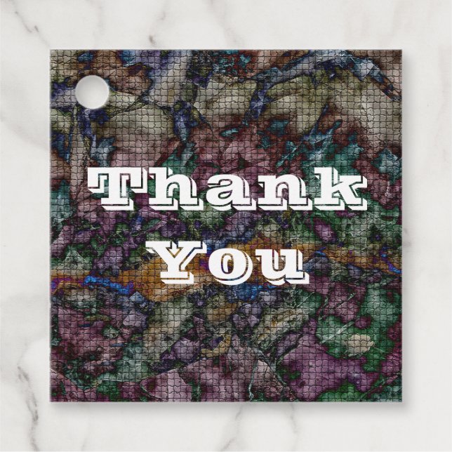 Étiquettes Cadeau Merci Swirled Abstrait Motif de teinture à Cravate (Devant)