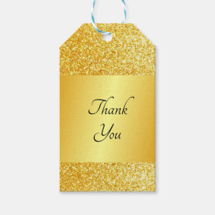 Étiquettes-cadeau Merci Texte Faux Gold Parties scintillant Élégan