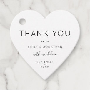 Étiquettes Cadeau Merci Texte noir blanc personnalisé Coeur de maria