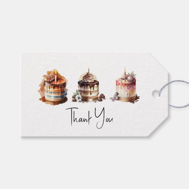 Étiquettes Cadeau Merci Trois gâteaux (Devant (Horizontal))