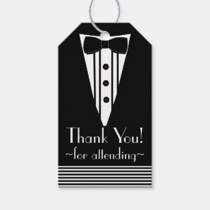 Étiquettes-cadeau Merci Tuxedo noir