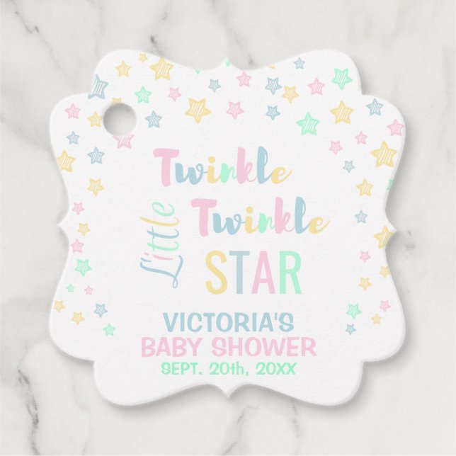 Étiquettes Cadeau Merci Twinkle Twinkle Little Star Baby shower (Devant)