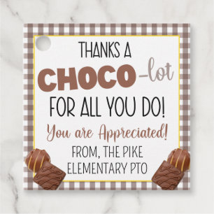 Étiquettes Cadeau Merci un Choco-Lot pour tout ce que vous faites ap