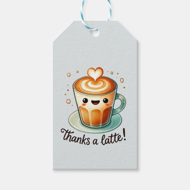 Étiquettes-cadeau Merci un jeu de mot Latte (Devant)
