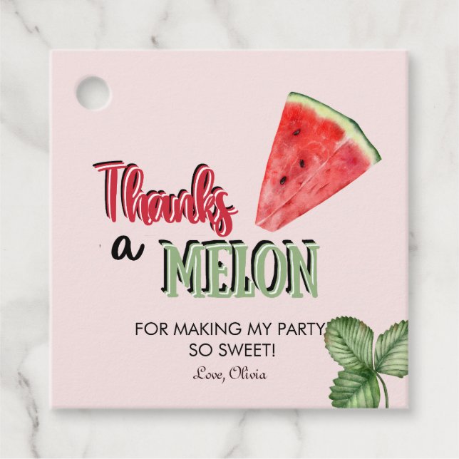 Étiquettes Cadeau Merci un Melon | Pastèque | Cadeau d'anniversaire (Devant)