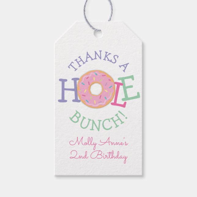Étiquettes-cadeau Merci un trou Bunch Donut Girl Anniversaire Favori (Devant)