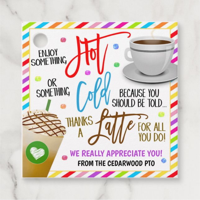 Étiquettes Cadeau Merci une latte pour tout ce que vous faites étiqu (Devant)