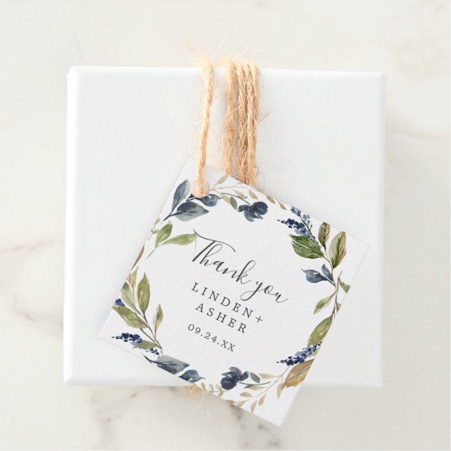 Étiquettes Cadeau Merci vert d'automne (En situation)