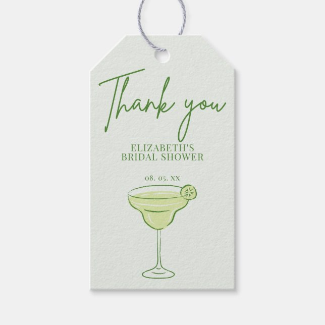Étiquettes-cadeau Merci vert lime de cocktail écriture manuscrite (Devant)