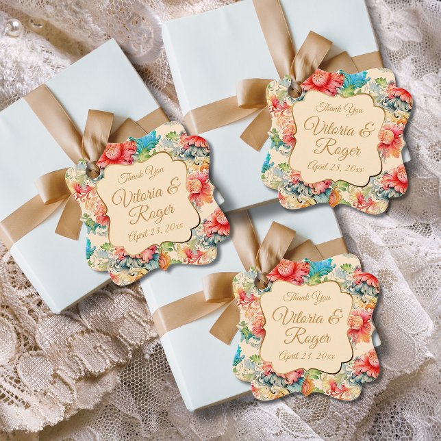 Étiquettes Cadeau Merci victorien Vintage Floral (Créateur téléchargé)