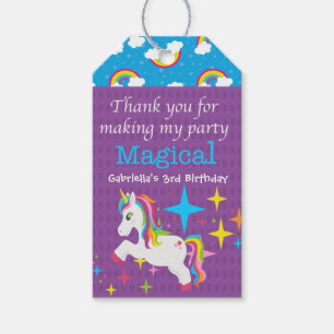 Étiquettes-cadeau Mercis de licorne de faire à ma partie l'étiquet