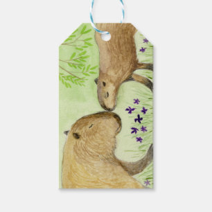 Étiquettes-cadeau Mère et bébé Capybara