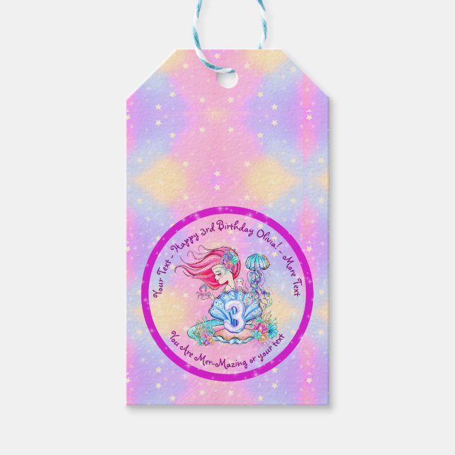 Étiquettes-cadeau Mermaid 3e anniversaire Modifier Modifier Modifier (Devant)