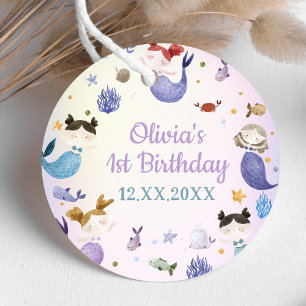 Étiquettes Cadeau Mermaid Girl 1st Birthday Party Favoriser les étiq