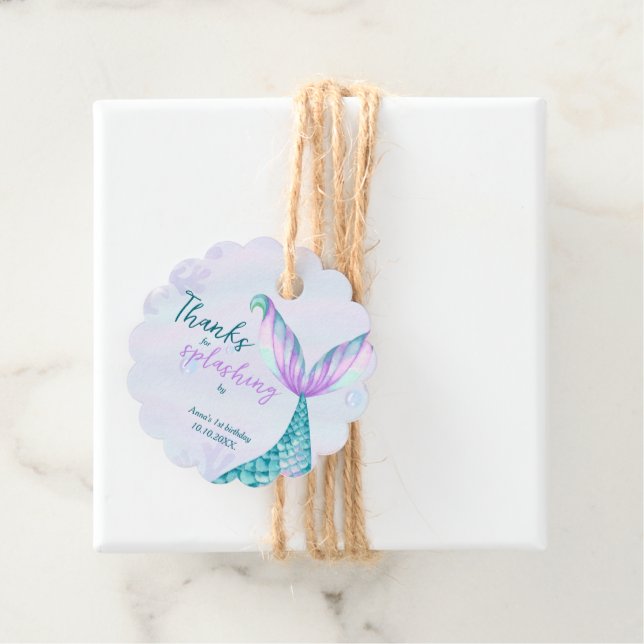 Étiquettes Cadeau Mermaid Merci pour son écrasement par Anniversaire (En situation)