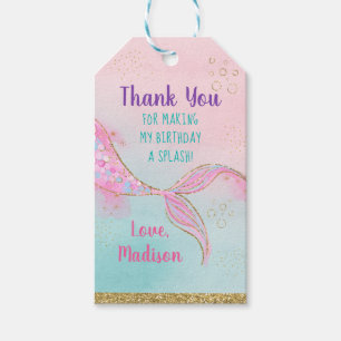 Étiquettes-cadeau Mermaid Pink Gold Anniversaire