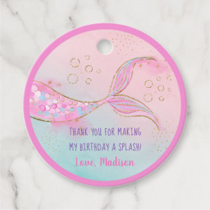 Étiquettes Cadeau Mermaid Pink Gold Anniversaire
