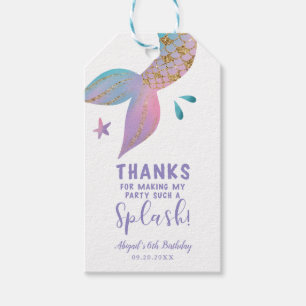 Étiquettes-cadeau Mermaid Splash Anniversaire Merci de fête Favorise