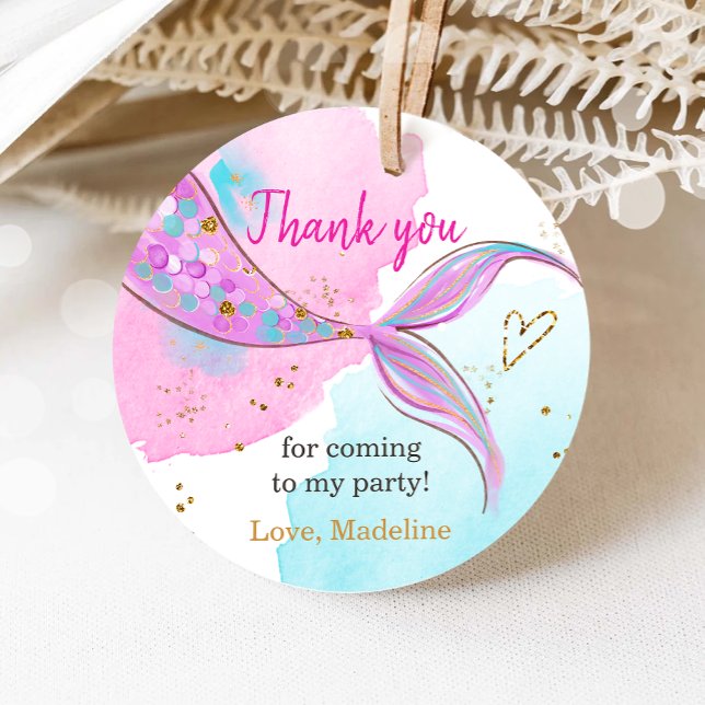 Étiquettes Cadeau Mermaid Splish Pool Party Fille Anniversaire (Créateur téléchargé)