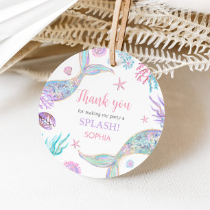 Étiquettes Cadeau Mermaid Tail Quatrième fête d'anniversaire ronde