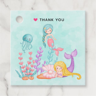 Étiquettes Cadeau Mermaids et méduses sous le Merci marin
