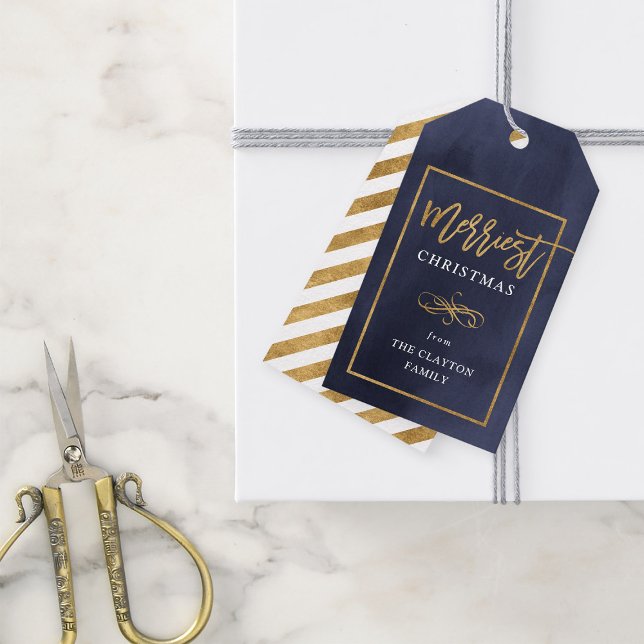 Étiquettes-cadeau Merriest Faux Gold Foil Noël personnalisé (Créateur téléchargé)