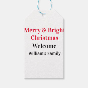 Étiquettes-cadeau Merry Bright Christmas ajouter nom de famille bien
