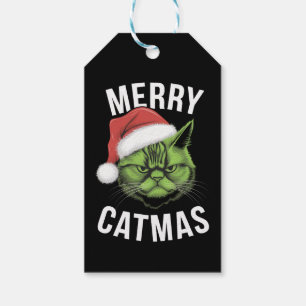 Étiquettes-cadeau Merry Catmas Funny Amoureux de les chats Noël