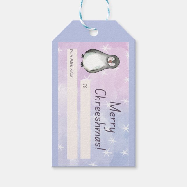 Étiquettes-cadeau Merry Chreeshmas Penguin (Devant)