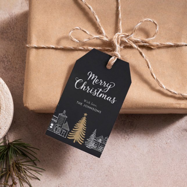 Étiquettes-cadeau Merry Christmas Calligraphy Scrip Holiday  (Créateur téléchargé)