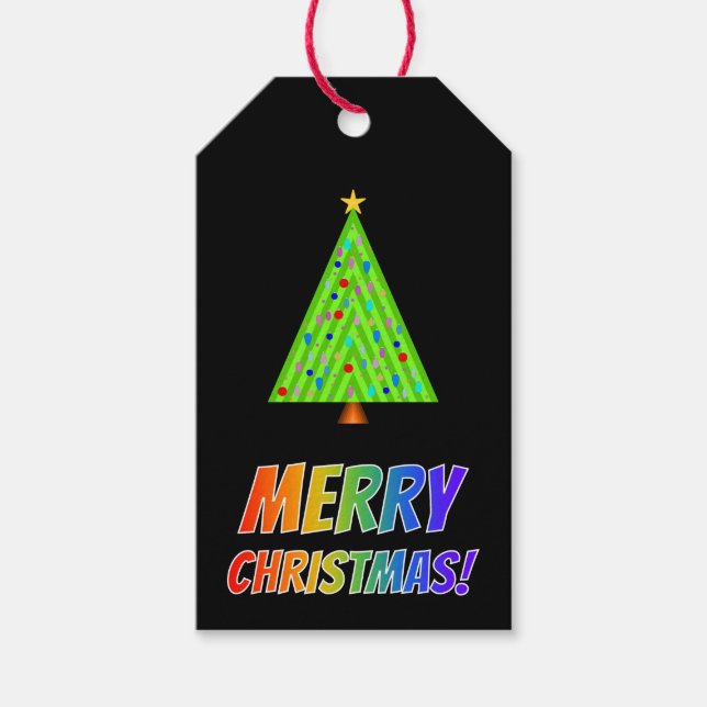Étiquettes-cadeau "MERRY CHRISTMAS !" dans Rainbow Text, Christmas T (Devant)