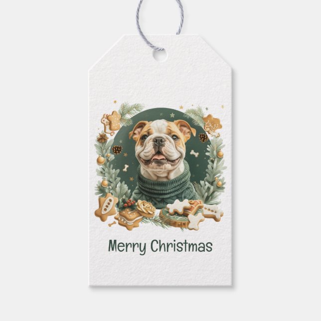 Étiquettes-cadeau Merry Christmas English Bulldog (Devant)