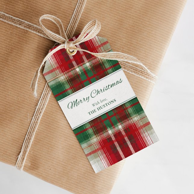 Étiquettes-cadeau Merry Christmas Plaid Holiday Gift Tag (Créateur téléchargé)