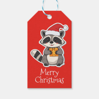 Étiquettes-cadeau Merry Christmas Raccoon