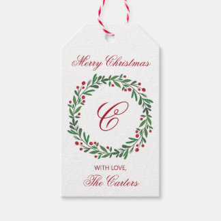 Étiquettes-cadeau Merry Christmas Wreath Gift Tag