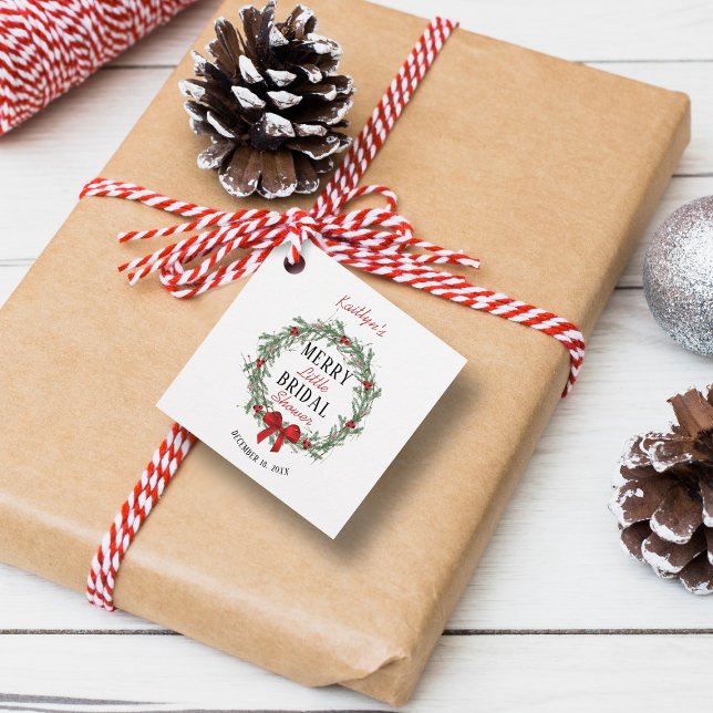 Étiquettes Cadeau Merry Little Christmas Bridal Shower (Créateur téléchargé)