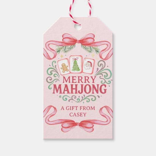 Étiquettes-cadeau Merry Mahjong | Noël (Devant)