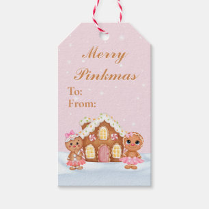 Étiquettes-cadeau Merry Pinkmas Gingerbread Tags cadeaux