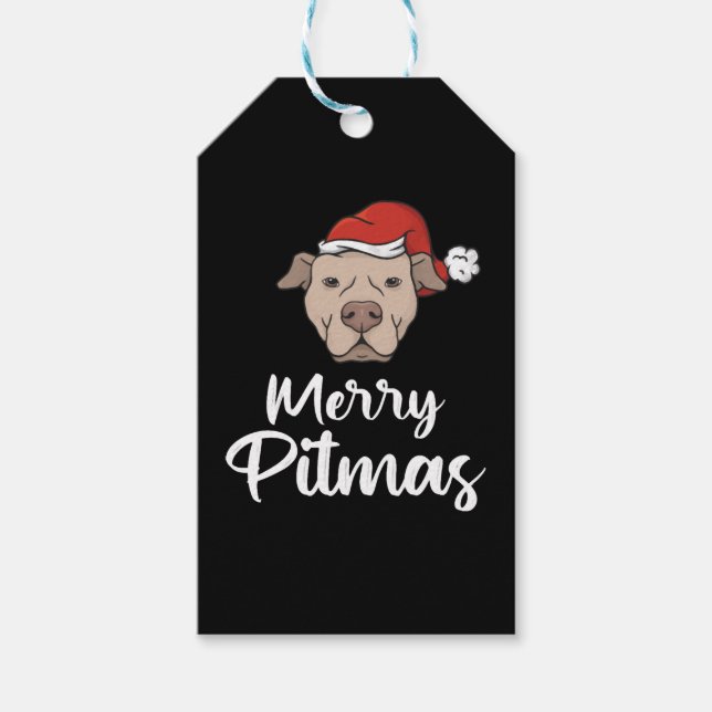Étiquettes-cadeau Merry Pitmas Pitbull Christmas (Devant)