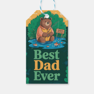 Étiquettes-cadeau Message de la fête des pères avec un ours mignon p