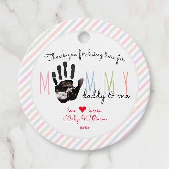 Étiquettes Cadeau Message du Baby shower Bump Ultrasound Cute (Devant)