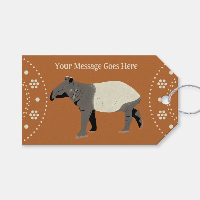 Étiquettes-cadeau Message personnalisé Tapir malais ou asiatique (Devant (Horizontal))