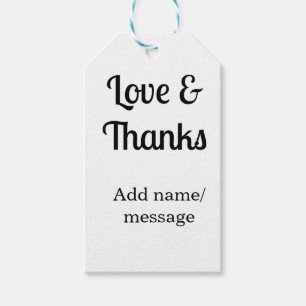 Étiquettes-cadeau Message texte nom d'entreprise amour et remercieme