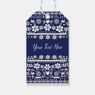 Étiquettes-cadeau Mexicain Picado Bleu Marine Papier Mariage Nuptial