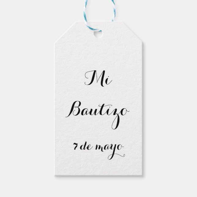 Étiquettes-cadeau Mi Bautizo préférez les balises (Devant)
