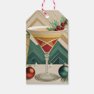 Étiquettes-cadeau Mi-Siècle Cocktail de Noël Fête Happy Hour