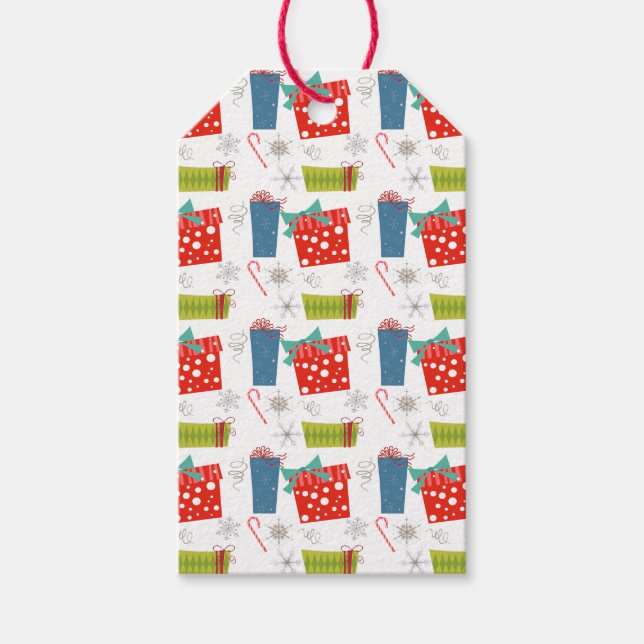 Étiquettes-cadeau Mi-siècle moderne Noël présent & Sucre de canne (Devant)