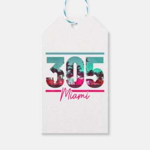 Étiquettes-cadeau Miami 305 Zone Code Floride Palm Trees Vintage Pri